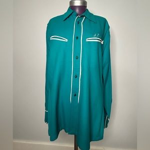 1950’s vintage gabardine Cowboy shirt with white piping $85